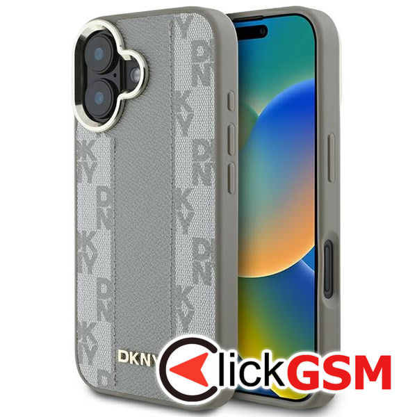 DKNY - Leather Checkered Pattern Magsafe (DKHMP16SPCPVSLE) - iPhone 16 - Beige