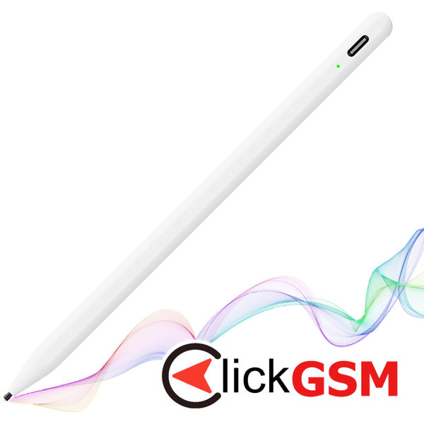 Techsuit - Stylus Pen (A580S) - for iPad, Bluetooth, Type-C, 130mAh, 5V, Palm Rejection, Microsoft Nib, Mute Writing - White