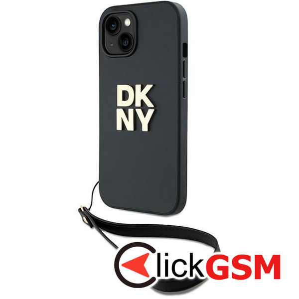 DKNY - Hardcase Wrist Strap Stock Logo (DKHCP15SPBSWSK) - iPhone 15 - Black