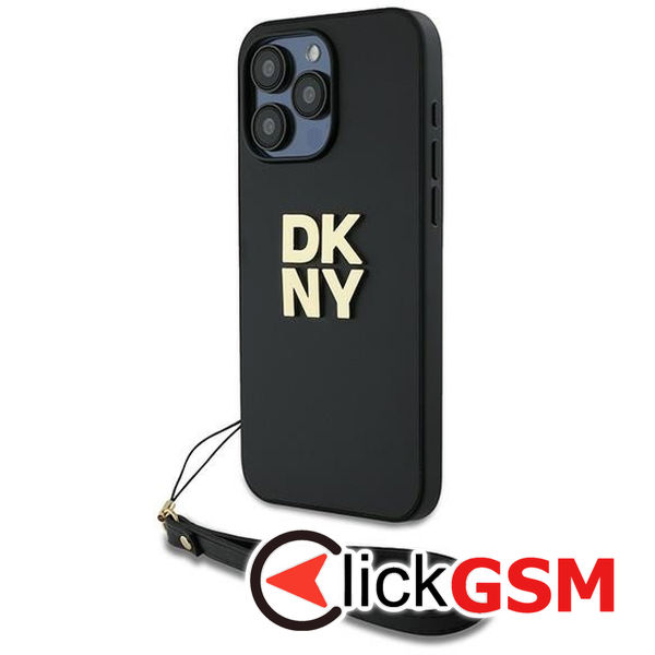 DKNY - Hardcase Wrist Strap Stock Logo (DKHCP15XPBSWSK) - iPhone 15 Pro Max - Black