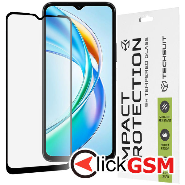 Techsuit - 111D Full Cover / Full Glue Glass - Honor X5b - Black