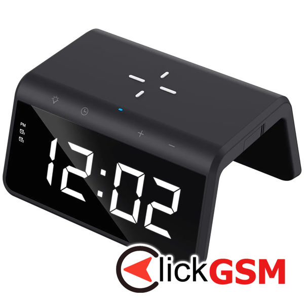 Havit - Desk Phone Wireless Charger (W320) - with Digital Clock, RGB LED Light, 15W - Black