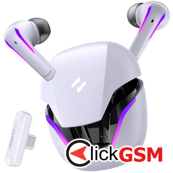 Havit - Wireless Earbuds (TW970) - for Gaming, with Dongle, Bluetooth 5.3, RGB, Type-C, 400mAh - White