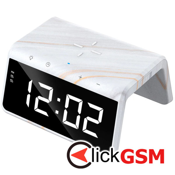 Havit - Desk Phone Wireless Charger (W320) - with Digital Clock, RGB LED Light, 15W - Marble