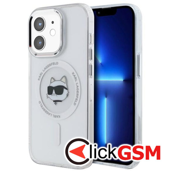 Karl Lagerfeld - IML MagSafe (KLHMP12MHLSCHH) - iPhone 12 / iPhone 12 Pro - White Metal Choupette`s Head