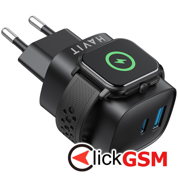 Havit - Wall Charger (UC132 EU) - USB, Type-C, Wireless, 22W - Black