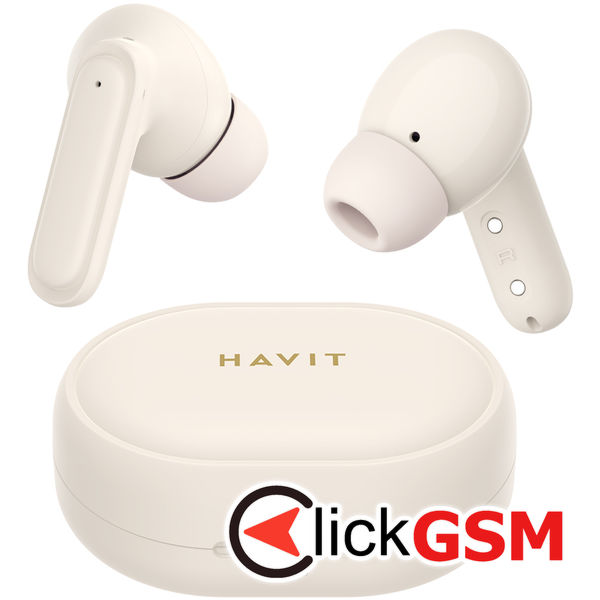 Havit - Wireless Earbuds (TW950) - In-ear, Bluetooth 5.3, with Microphone, True Wireless, ENC, Type-C, 400mAh - Beige / Pink