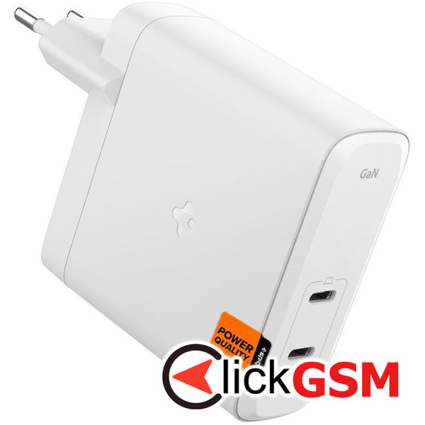 Spigen - Wall Charger Arcstation Pro (1402) - Fast Charging, 2 x Type-C, GaN, 140W- White