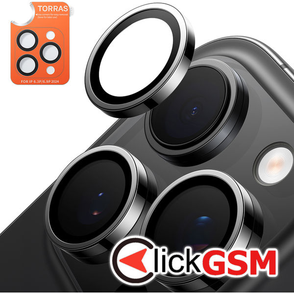 Torras - Lensguard Camera Protector - iPhone 16 Pro Max - Black