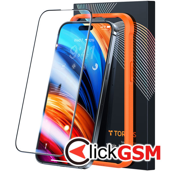 Torras - GlassGo Tempered Screen Protector - iPhone 15 Pro - Black