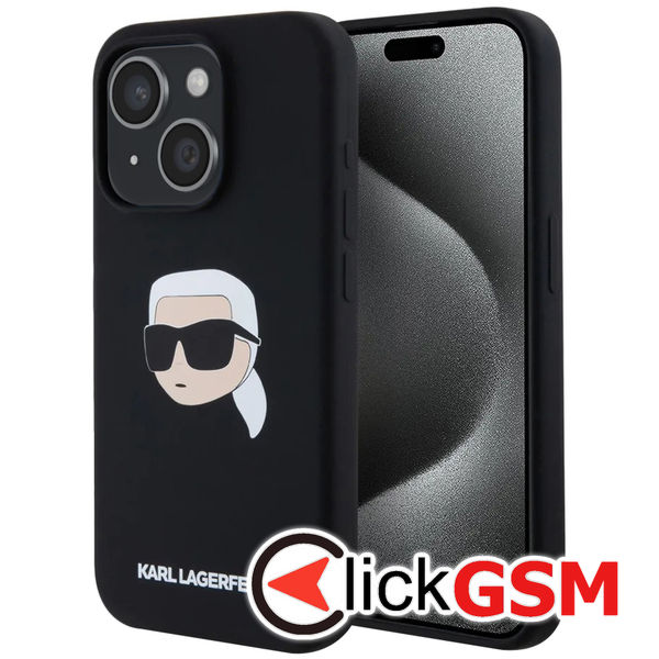 Karl Lagerfeld - Silicone MagSafe (KLHMP15SSKHPPLK) - iPhone 15 - Karl`s Head