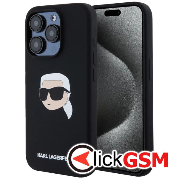 Karl Lagerfeld - Silicone MagSafe (KLHMP15LSKHPPLK) - iPhone 15 Pro - Karl`s Head
