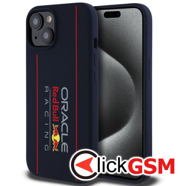 Red Bull Racing - Silicone Oversize Vertical Logo MagSafe (RBHMP15S24SIOLRV) - iPhone 15 - Navy