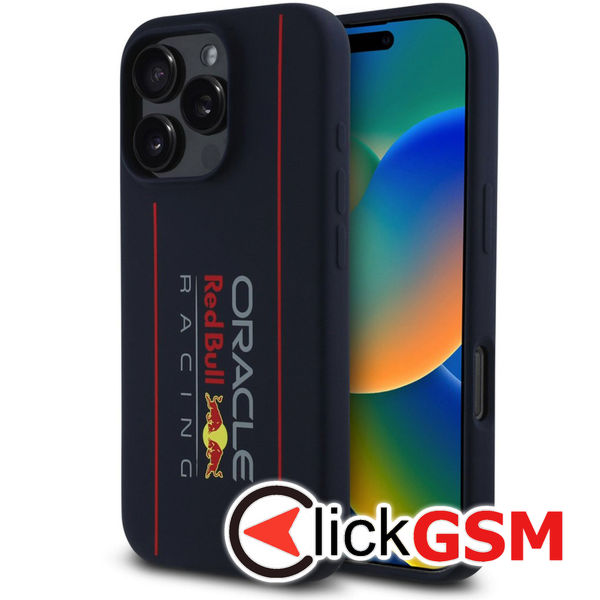 Red Bull Racing - Silicone Oversize Vertical Logo MagSafe (RBHMP16L24SIOLRV) - iPhone 16 Pro - Navy