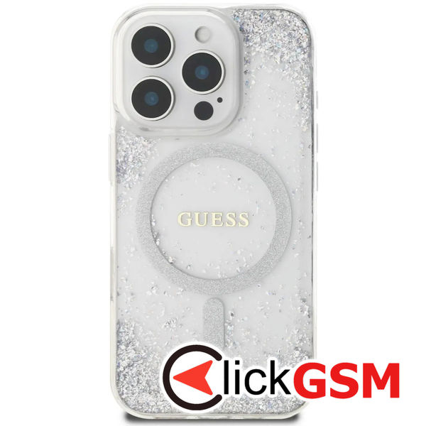 Guess - IML Glitter Gradient MagSafe (GUHMP16LRGRGES) - iPhone 16 Pro - Silver