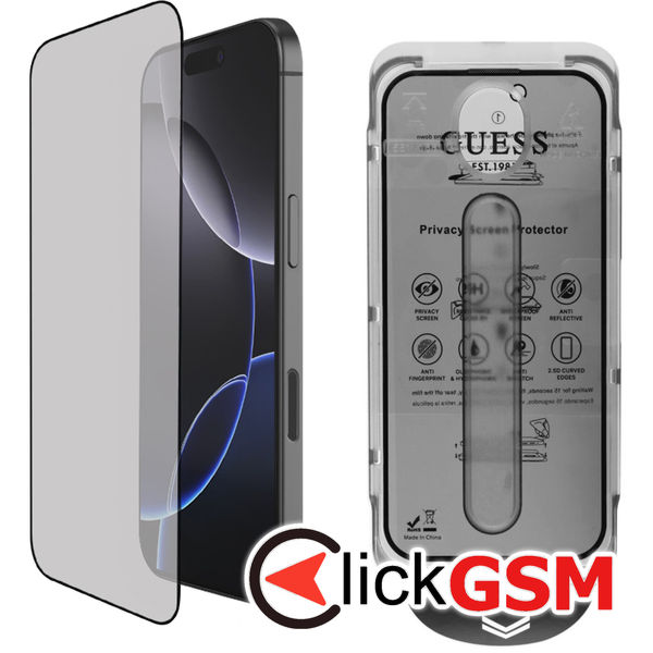 Guess - Privacy 2.5D Outline (GUTGP16XBOKGCIP) - iPhone 16 Pro Max - Black