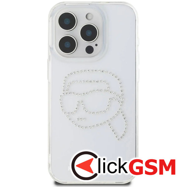 Karl Lagerfeld - IML Rhinestones (KLHCP16LHKHDCELT) - iPhone 16 Pro - Karl Head Transparent