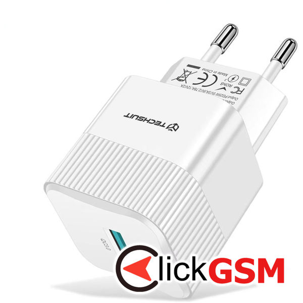Techsuit - Premium Wall Charger Tiny Series (CHPD216) - GaN, USB QC3.0, Type-C PD25W - White