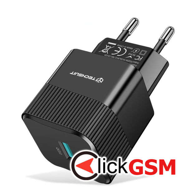 Techsuit - Premium Wall Charger Tiny Series (CHPD216) - GaN, USB QC3.0, Type-C PD25W - Black