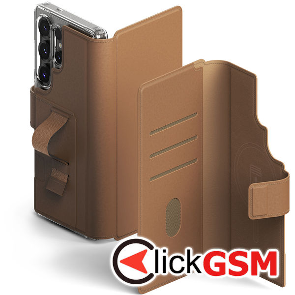 Ringke - Folio Grip Wallet Magnetic - Samsung Galaxy S23 Ultra / S24 Ultra / S25 Ultra - Brown