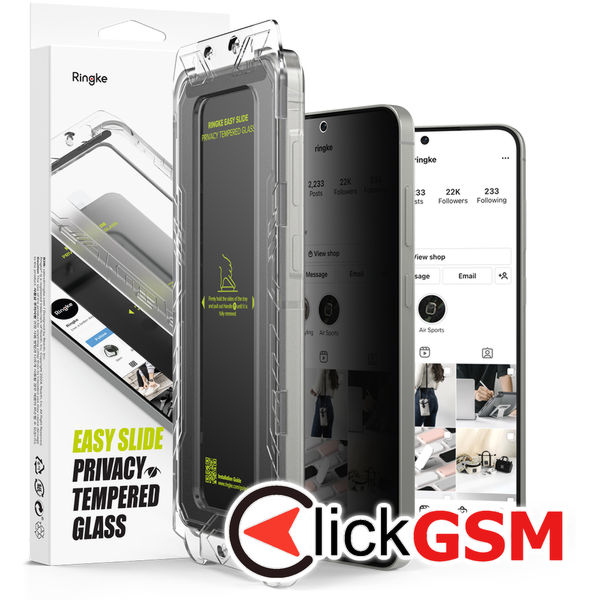 Ringke - Easy Slide Privacy Tempered Glass (2 pack) - Samsung Galaxy S25 Plus - Black