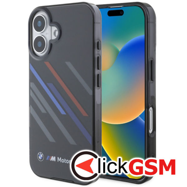 BMW - Hardcase Motorsport IML Random Stripes (BMHCP16M23HTRAK) - iPhone 16 Plus - Black