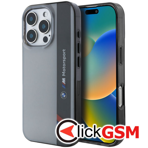 BMW - Hardcase Motorsport IML Vertical Stripe (BMHCP16X23HTFEG) - iPhone 16 Pro Max - Grey