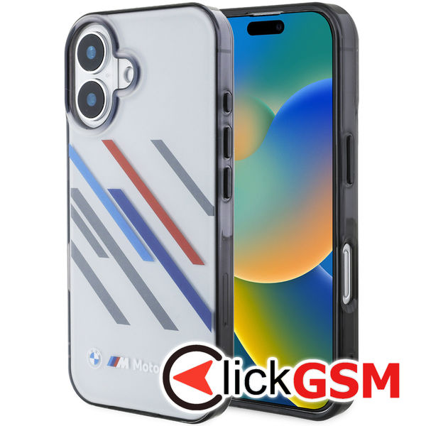 BMW - Hardcase Motorsport IML Random Stripes (BMHCP16S23HTRAG) - iPhone 16 - Grey
