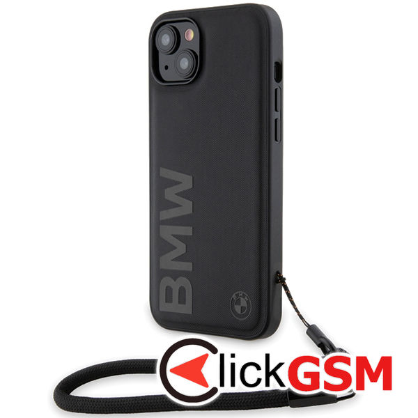 BMW - Signature Leather Wordmark Cord (BMHCP15S23RMRLK) - iPhone 15 - Black