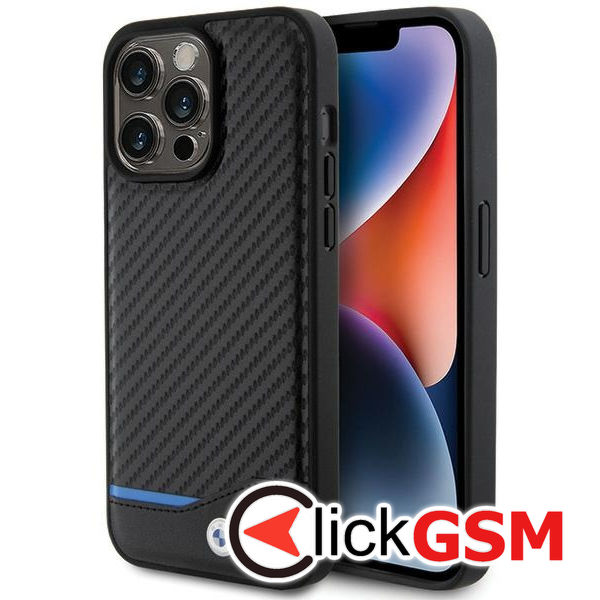 BMW - Leather Carbon (BMHCP15X22NBCK) - iPhone 15 Pro Max - Black