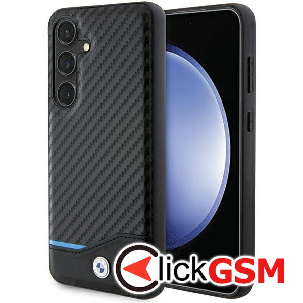 BMW - Leather Carbon (BMHCS24S22NBCK) - Samsung Galaxy S24 - Black