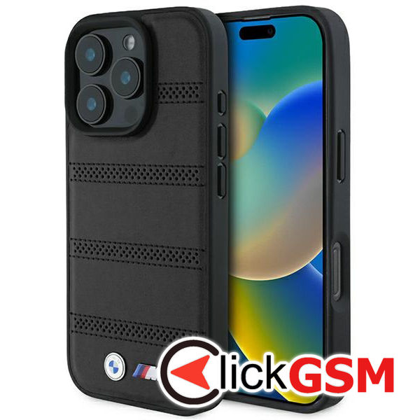 BMW - Hardcase M Perforated And Stitched Line MagSafe (BMHMP16L23PUSPK) - iPhone 16 Pro - Black
