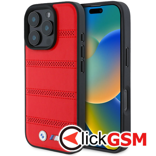 BMW - Hardcase M Perforated And Stitched Line MagSafe (BMHMP16L23PUSPR) - iPhone 16 Pro - Red