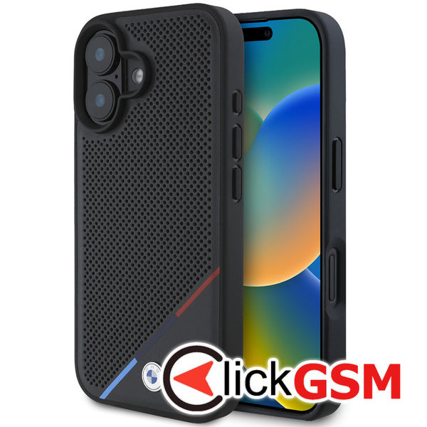BMW - Hardcase M Perforated Tricolor Line MagSafe (BMHMP16S23PUPDK) - iPhone 16 - Black