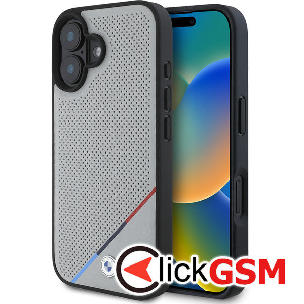 BMW - Hardcase M Perforated Tricolor Line MagSafe (BMHMP16S23PUPDG) - iPhone 16 - Grey