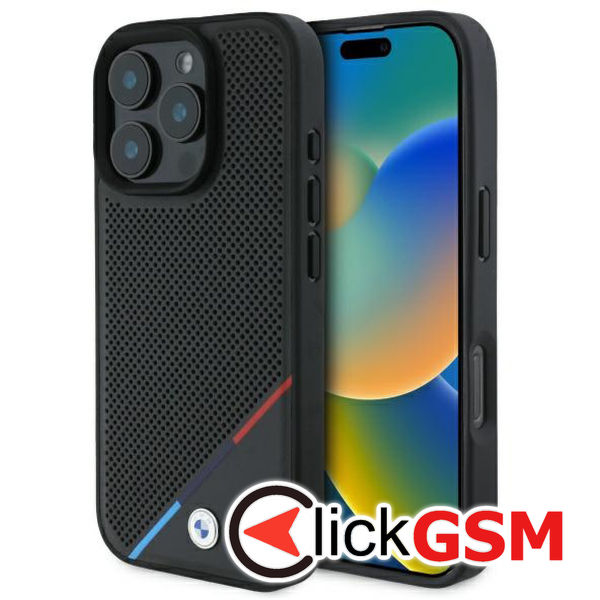 BMW - Hardcase M Perforated Tricolor Line MagSafe (BMHMP16X23PUPDK) - iPhone 16 Pro Max - Black