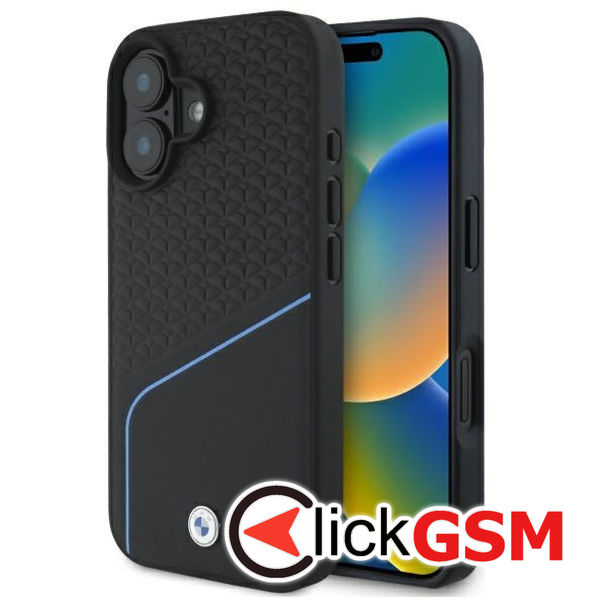 BMW - Signature Leather MagSafe (BMHMP16S23RDCLK) - iPhone 16 - Black