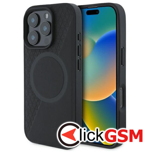 BMW - Signature Leather Half Textured And Circle MagSafe (BMHMP16X23RTPK) - iPhone 16 Pro Max - Black