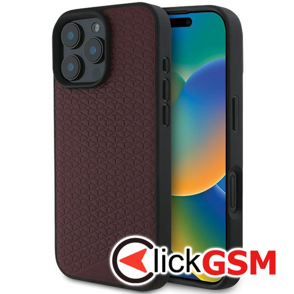 BMW - Signature Leather Diamond Metal Logo MagSafe (BMHMP16X23RDDR) - iPhone 16 Pro Max - Red