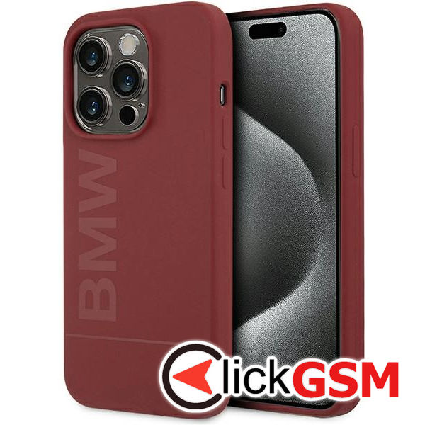 BMW - Hardcase Silicone Big Logo MagSafe (BMHMP15LSLBLRE) - iPhone 15 Pro - Red