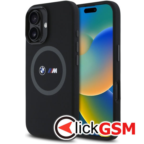 BMW - Hardcase M Silicone Printed Ring MagSafe (BMHMP16S23SROK) - iPhone 16 - Black