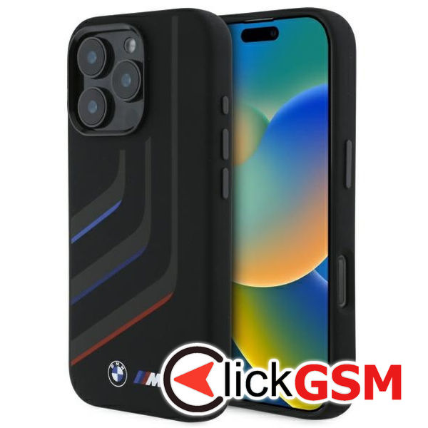 BMW - Hardcase Silicone Turning Lines MagSafe (BMHMP16X23SLIK) - iPhone 16 Pro Max - Black