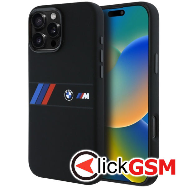 BMW - Hardcase Silicone Middle Stripe MagSafe (BMHMP16X23SAXK) - iPhone 16 Pro Max - Black