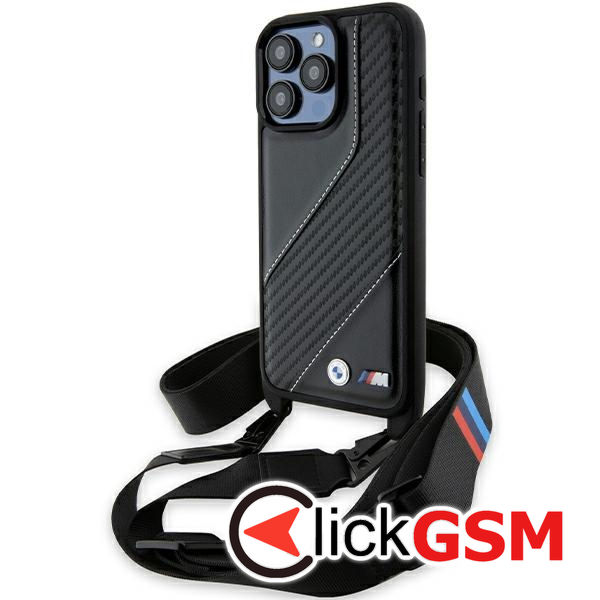 BMW - Leather M Edition Carbon Stripe & Strap (BMHCP15L23PSCCK) - iPhone 15 Pro - Black