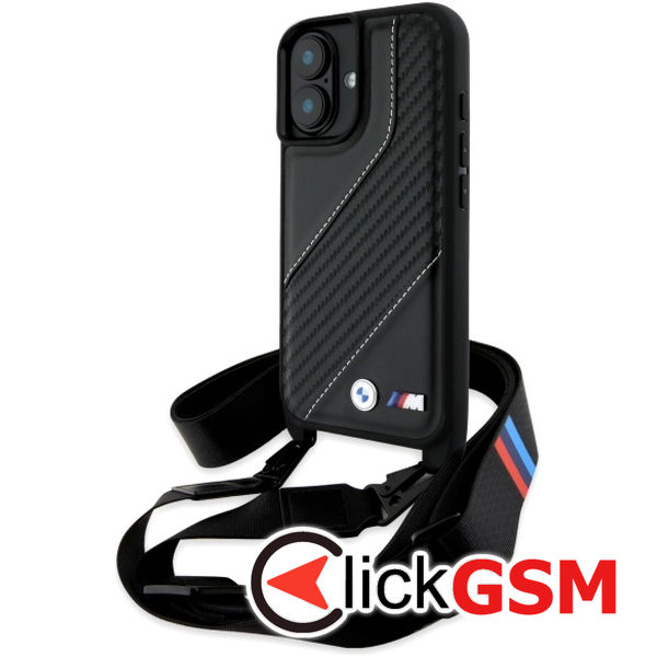 BMW - Leather M Edition Carbon Stripe & Strap (BMHCP16M23PSCCK) - iPhone 16 Plus - Black