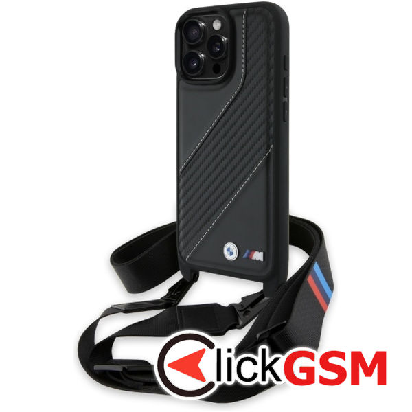 BMW - Leather M Edition Carbon Stripe & Strap (BMHCP16X23PSCCK) - iPhone 16 Pro Max - Black