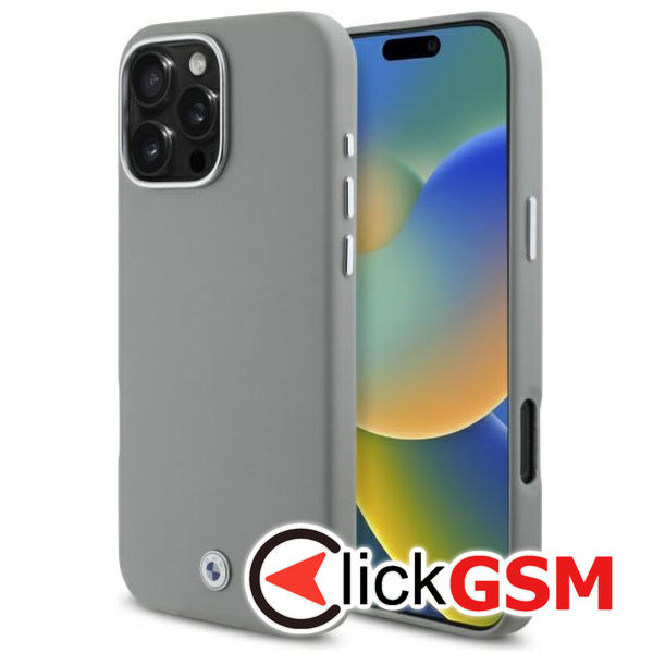 BMW - Leather Sign Full Wrapped Metal MagSafe (BMHMP16X23PUFWG) - iPhone 16 Pro Max - Grey