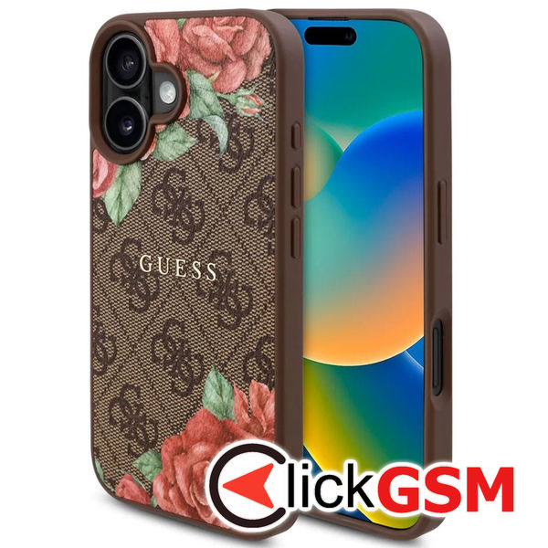 Guess - Hardcase 4G Flower Print MagSafe (GUHMP16SP4ROPEMCW) - iPhone 16 - Brown