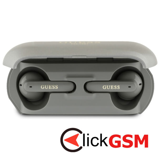 Guess - Wireless Earbuds Elongated Metallic Printed Logo (GUTWSC2MCDSE) - In-Ear, Bluetooth 5.3, TWS, IPX6, USB-C - Grey