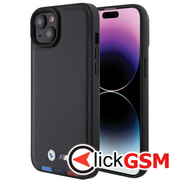 BMW - Leather Stamp Tricolor (BMHCP15M22PTDK) - iPhone 15 Plus - Black
